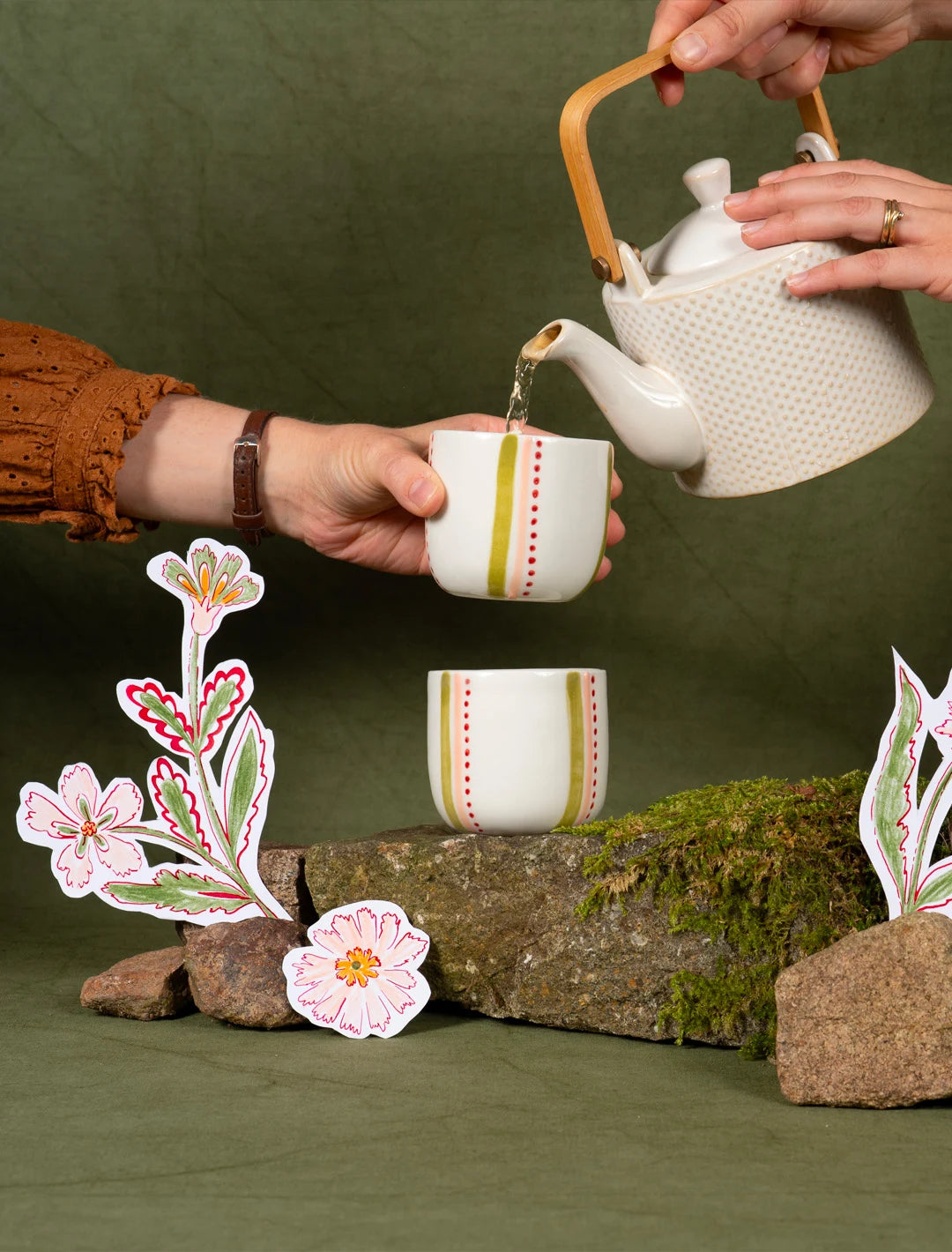TASSE CAFE LA CLE DES CHAMPS LISIERE 1 Maison Primavera - Tasse à café en porcelaine à motif Lisière - La Clé des champs
