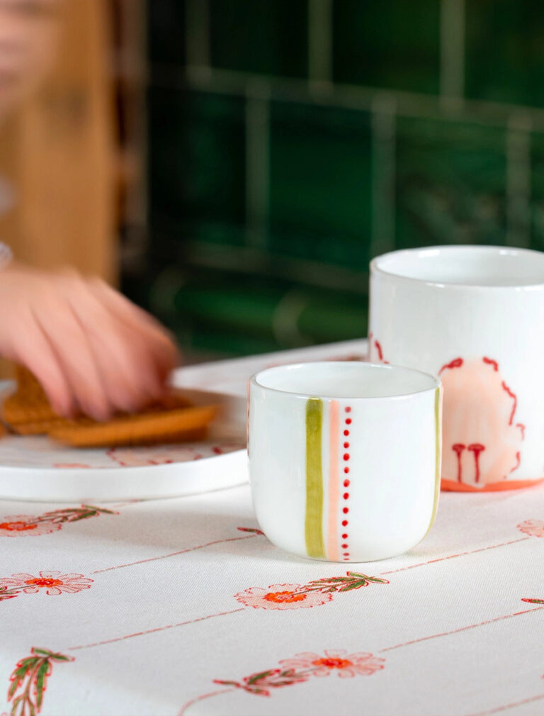 Maison Primavera - Tasse à café en porcelaine à motif Lisière - La Clé des champs
