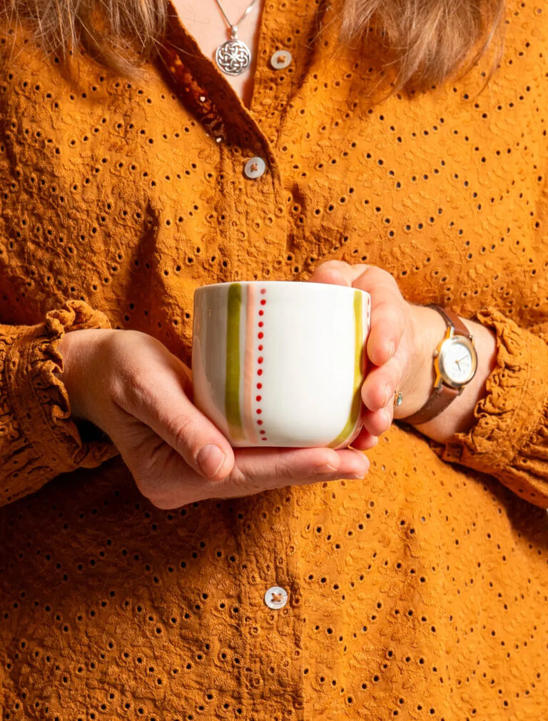 Maison Primavera - Tasse à café en porcelaine à motif Lisière - La Clé des champs