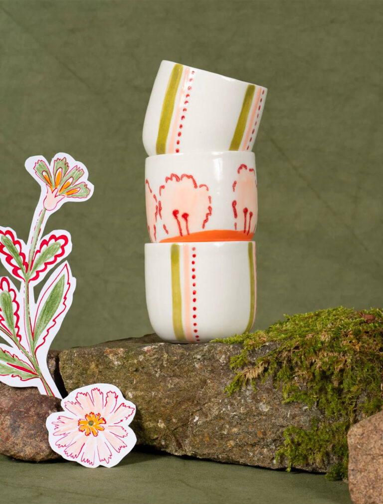 Maison Primavera - Tasse à café en porcelaine à motif Lisière - La Clé des champs
