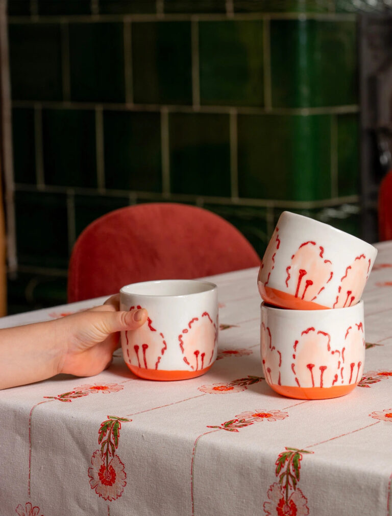 Maison Primavera - Tasse à café en porcelaine à motif Marguerite - La Clé des champs