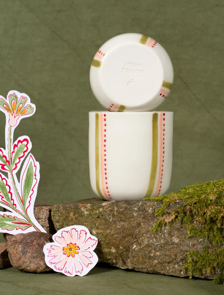 Maison Primavera - Tasse à thé en porcelaine à motif Lisière - La Clé des champs