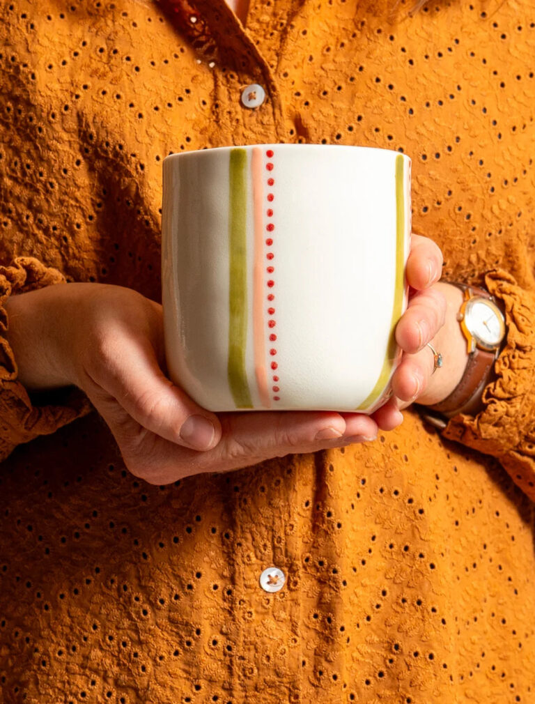 Maison Primavera - Tasse à thé en porcelaine à motif Lisière - La Clé des champs