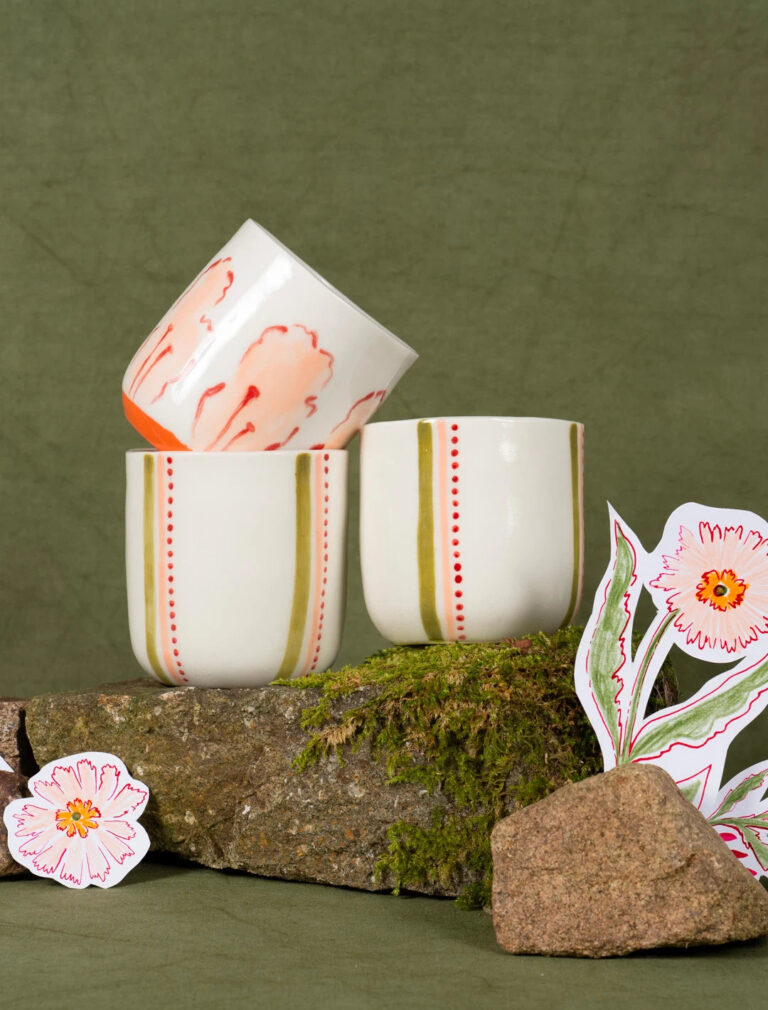 Maison Primavera - Tasse à thé en porcelaine à motif Lisière - La Clé des champs