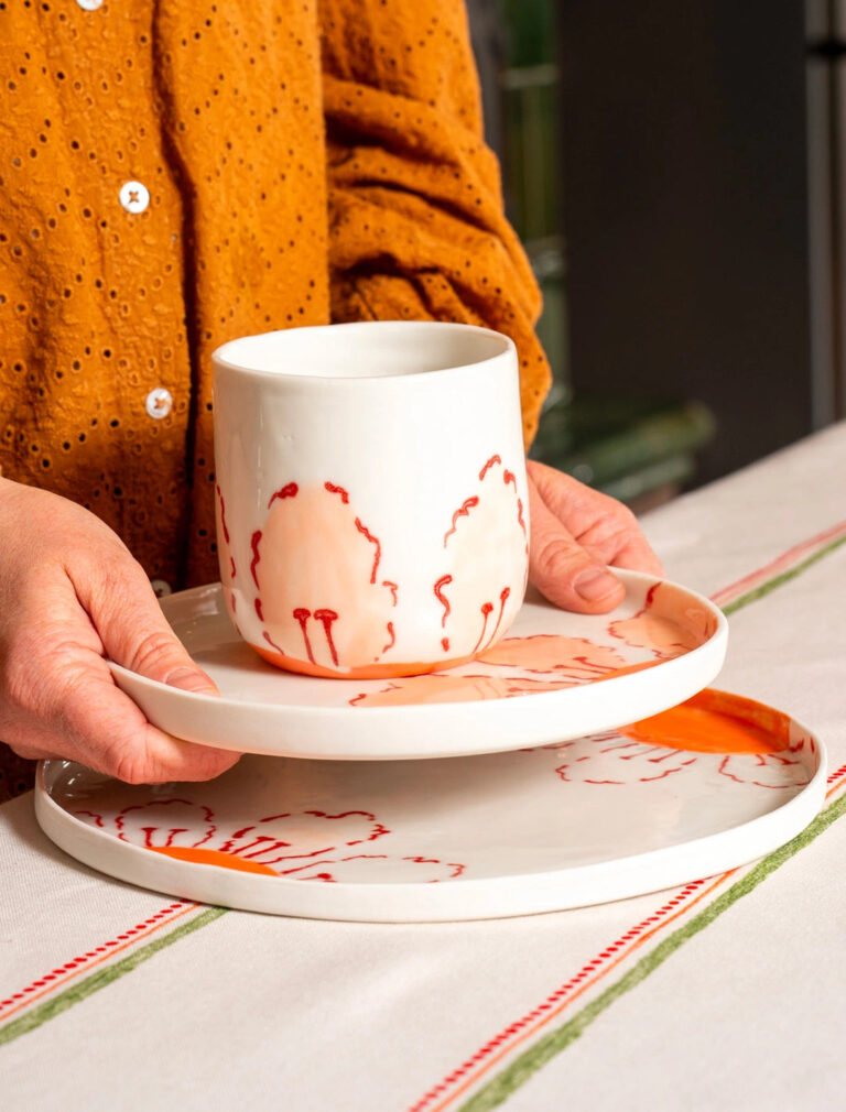 Maison Primavera - Tasse à thé en porcelaine à motif Marguerite - La Clé des champs