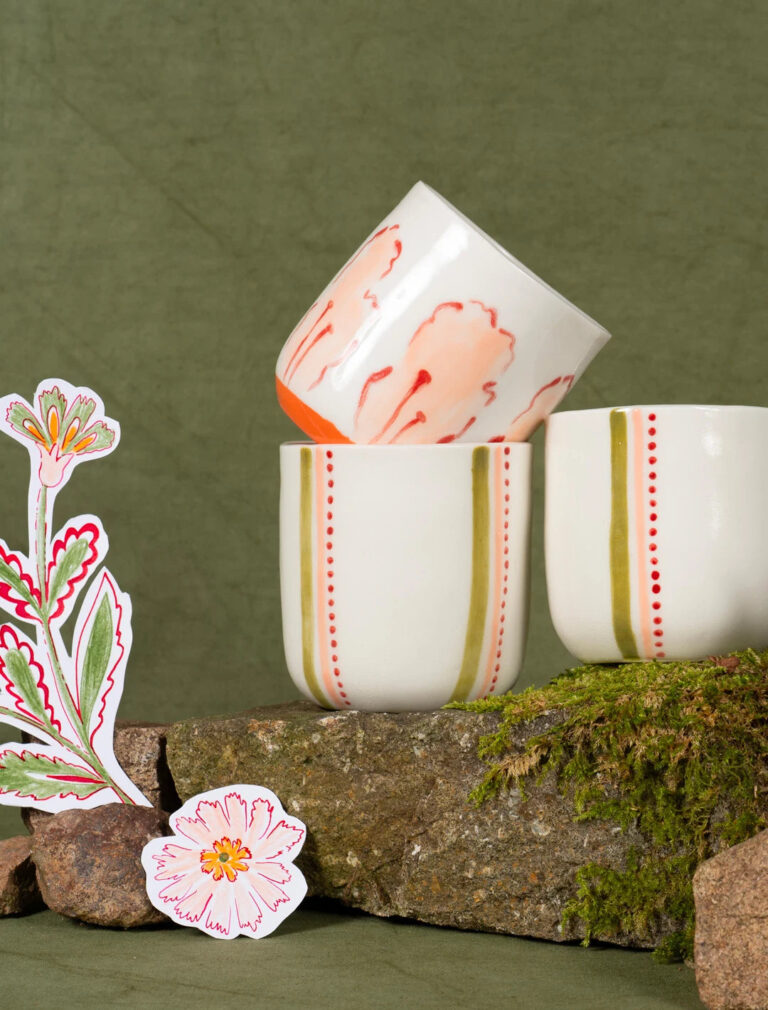 Maison Primavera - Tasse à thé en porcelaine à motif Marguerite - La Clé des champs