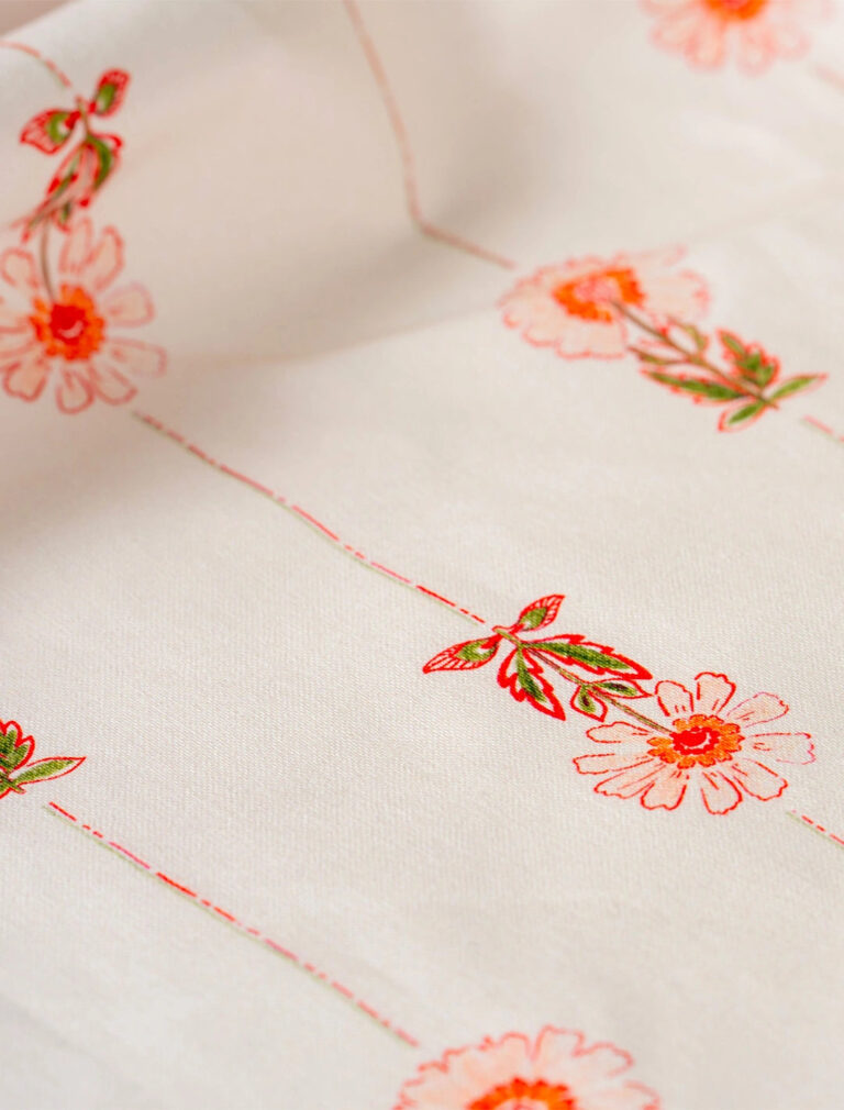 Maison Primavera - Tissu au mètre en coton et lin à motif Marguerite - La Clé des champs