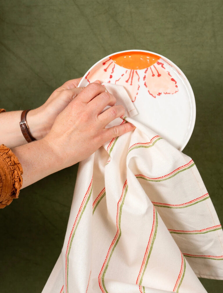 Maison Primavera - Torchon en coton et lin à motif Lisière - La Clé des champs