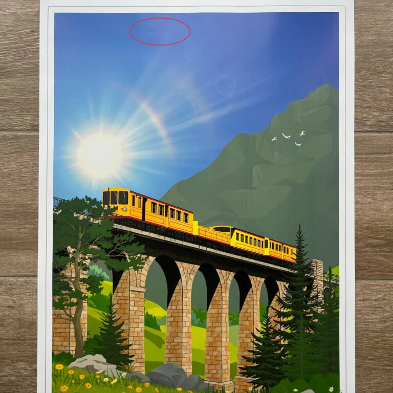 Foliove - Affiche Train Jaune Pont Séjourné | Imparfaite 50x70 cm – 50x70 cm (B2)