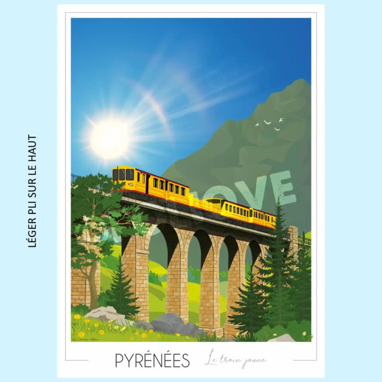 TrainJaune50x70imparfaite1 Foliove - Affiche Train Jaune Pont Séjourné | Imparfaite 50x70 cm – 50x70 cm (B2)