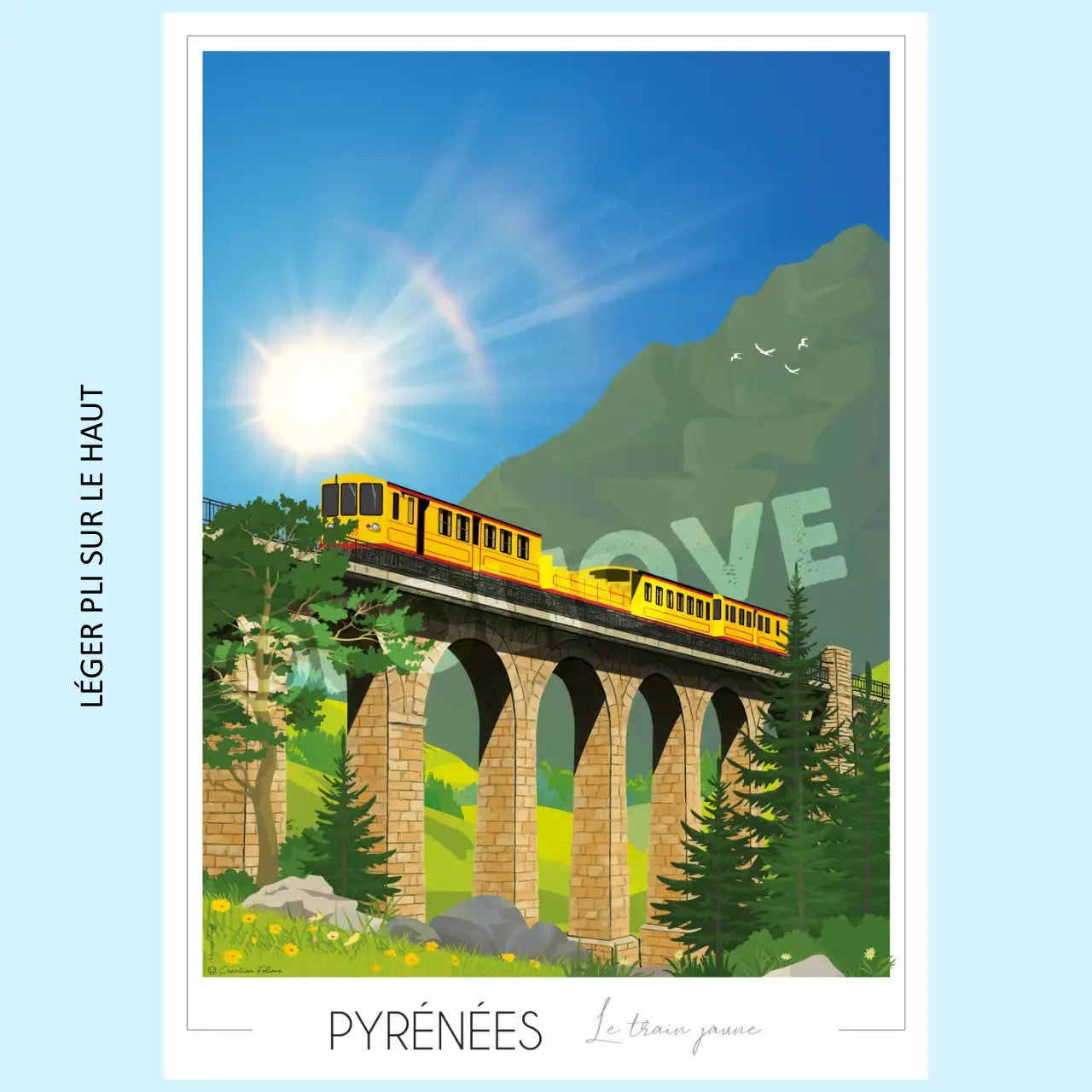 Foliove - Affiche Train Jaune Pont Séjourné | Imparfaite 50x70 cm – 50x70 cm (B2)
