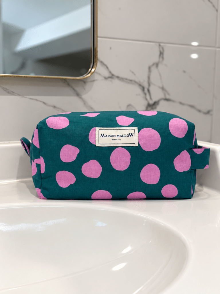 Maison Mallow - Trousse de toilette XXL verte à pois roses