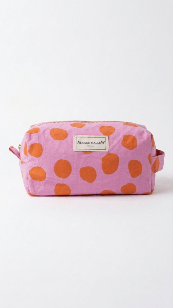 Maison Mallow - Trousse de toilette XXL rose à pois orange