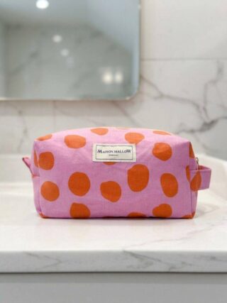 MAISON MALLOW - Trousse de toilette XXL rose à pois orange