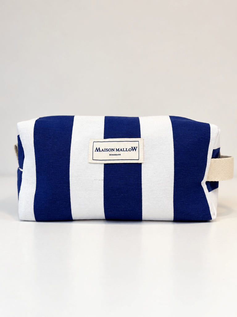 Maison Mallow - Trousse de toilette XXL à rayures bleues et blanches – poignée écrue