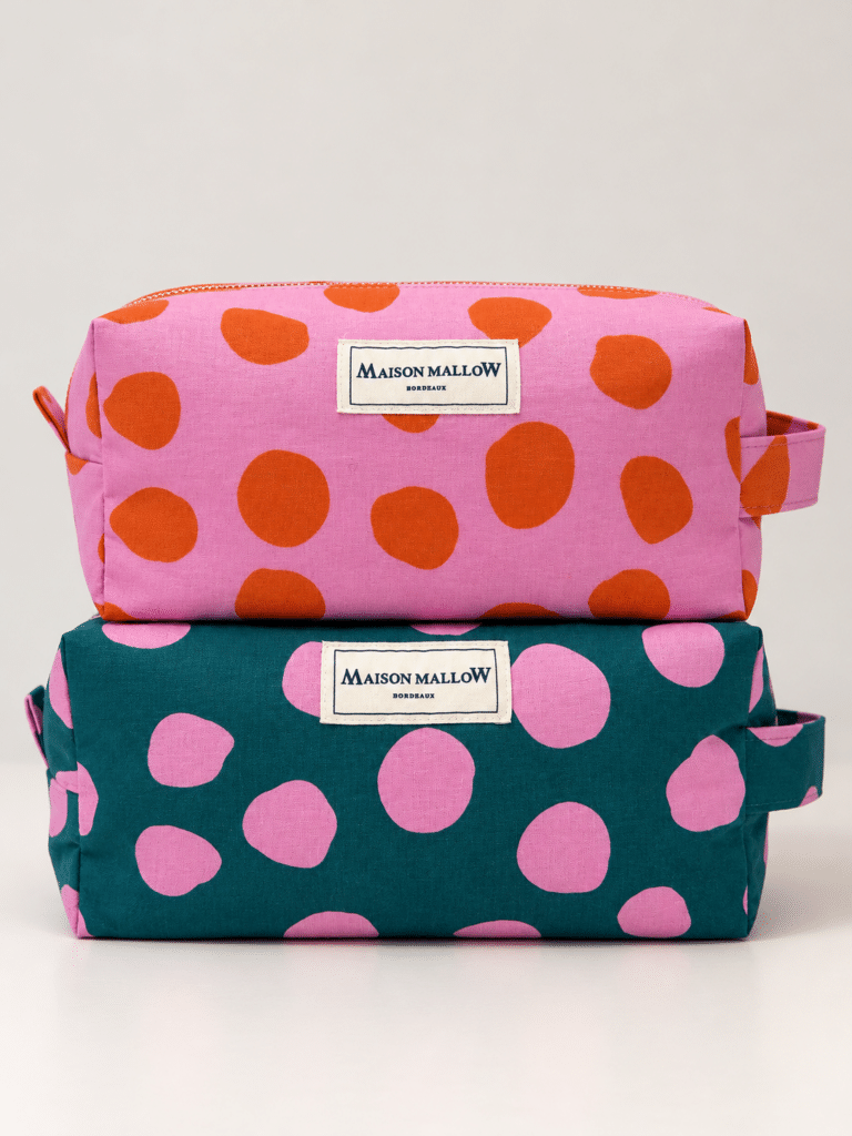 Maison Mallow - Trousse de toilette XXL rose à pois orange