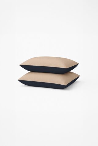 À DEMAIN – Le linge français - Lot de 2 taies bicolore en percale de coton bio – Les essentiels