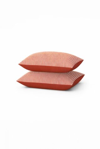À DEMAIN – Le linge français - Lot de 2 taies en percale de coton bio – La Fine Rayure Rouille