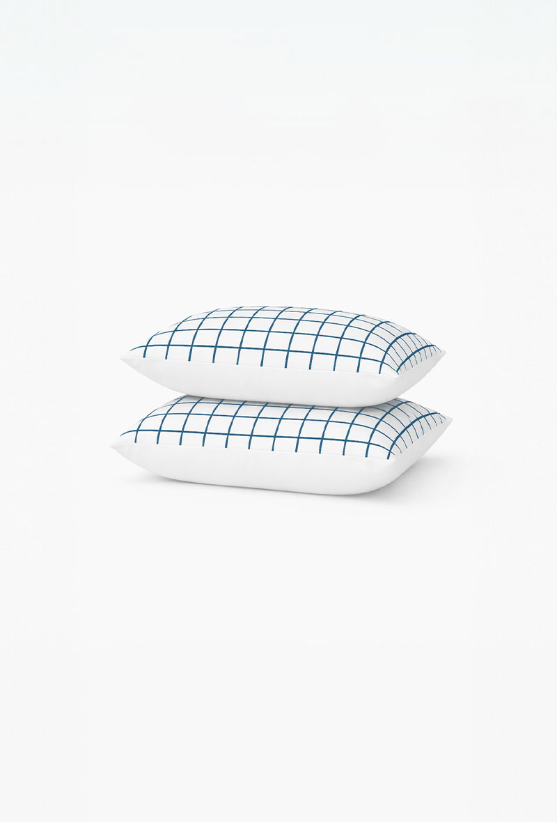 a demain lot taies carre percale carreaux bleu detoure A demain - Lot de 2 taies en percale de coton biologique - Le Carreau