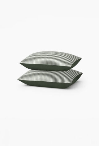 Lot de 2 taies en percale de coton biologique – La Fine Rayure par la marque À DEMAIN – Le linge français À DEMAIN – Le linge français - Lot de 2 taies en percale de coton biologique – La Fine Rayure