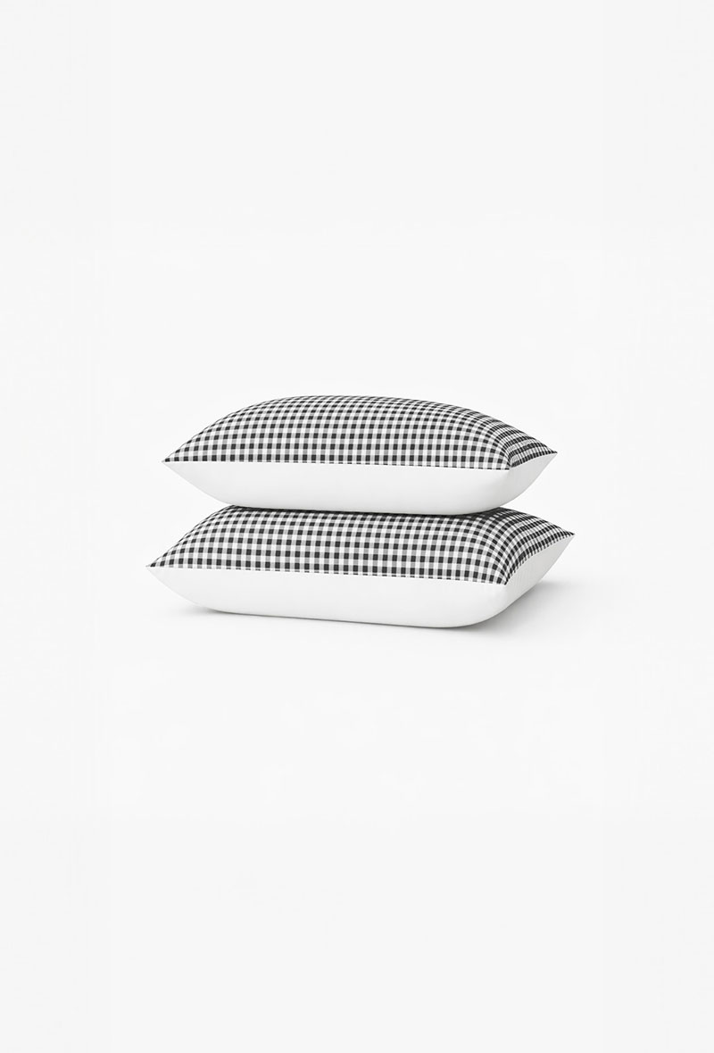 a demain lot taies carre percale vichy detoure A demain - Lot de 2 taies en percale de coton biologique - Le Vichy