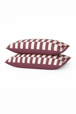 Lot de 2 taies en percale de coton biologique – Damier Prune par la marque À DEMAIN – Le linge français À DEMAIN – Le linge français - Lot de 2 taies en percale de coton biologique – Damier Prune
