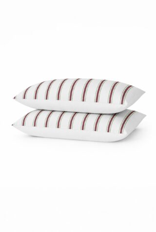 Lot de 2 taies en percale de coton biologique – Rayure Bicolore par la marque À DEMAIN – Le linge français À DEMAIN – Le linge français - Lot de 2 taies en percale de coton biologique – Rayure Bicolore