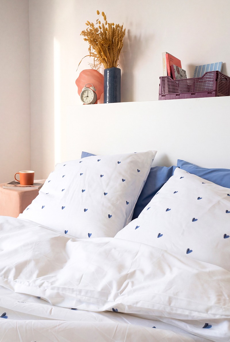 a demain parure coeur bicolore bleu percale zoom z1 4 A demain - Parure en percale de coton biologique - Le Cœur Bicolore Bleu