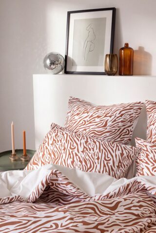 Parure en percale de coton biologique – Le Zèbre Noisette par la marque À DEMAIN – Le linge français À DEMAIN – Le linge français - Parure en percale de coton biologique – Le Zèbre Noisette