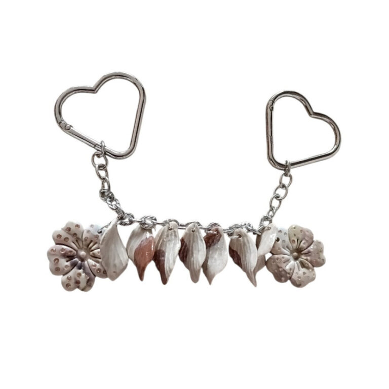 L’Atelier de Patricia - Accroche-Charms – Bijou de sac en pâte polymère – beige et marron