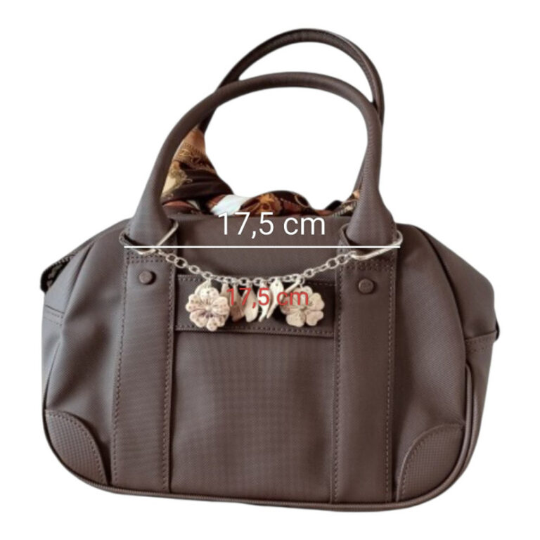L’Atelier de Patricia - Accroche-Charms – Bijou de sac en pâte polymère – beige et marron