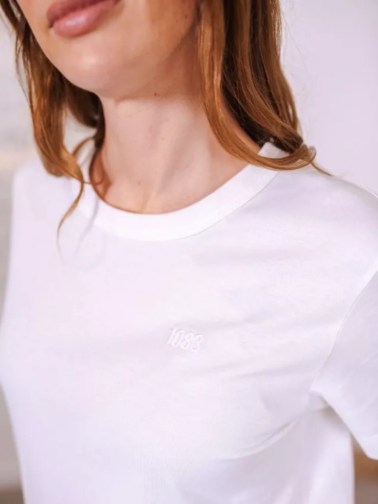 1083 - T-SHIRT DROIT BRODE 404 coton bio blanc Femme