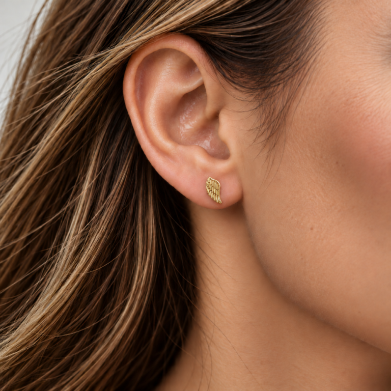 Annah Cruz Bijoux - Puce d'oreilles Ailes d'ange Or jaune