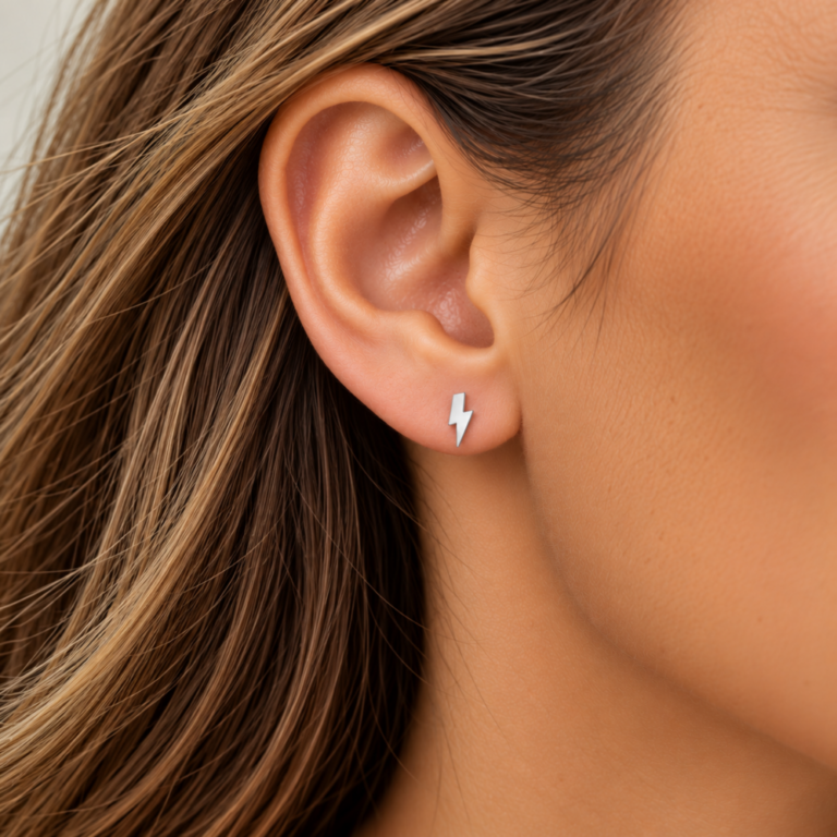 Annah Cruz Bijoux - Puce d'oreilles éclair Argent