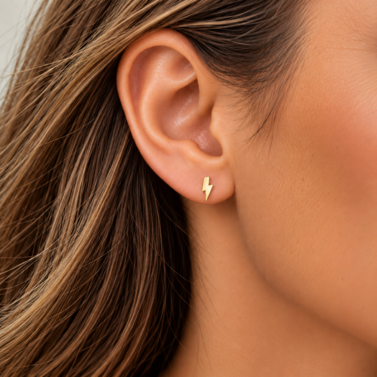 Annah Cruz Bijoux - Puce d'oreilles éclair Or jaune
