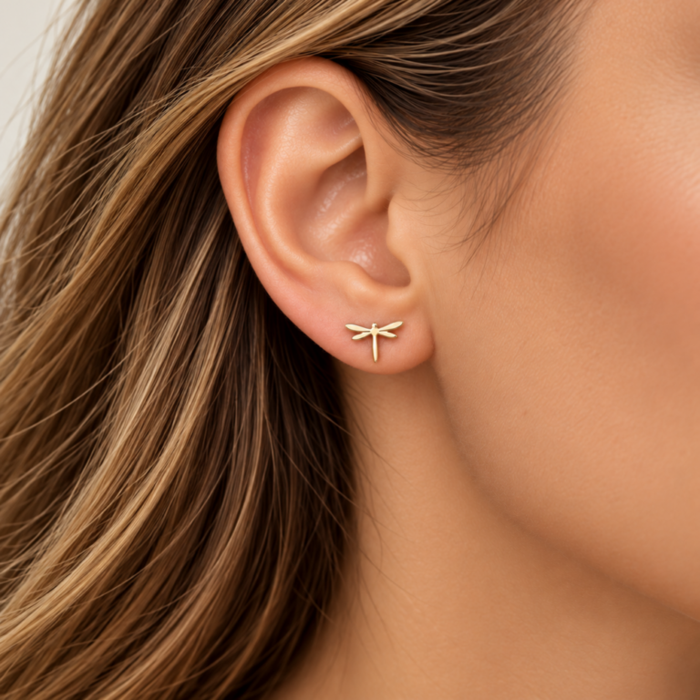 Annah Cruz Bijoux - Puce d'oreilles libellule Or jaune
