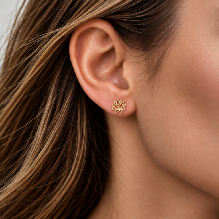 Annah Cruz Bijoux - Puce d'oreilles Lotus Or jaune