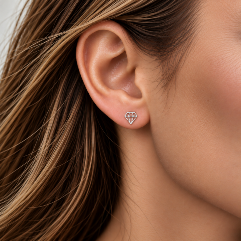 Annah Cruz Bijoux - Puce d'oreilles Diamant argent
