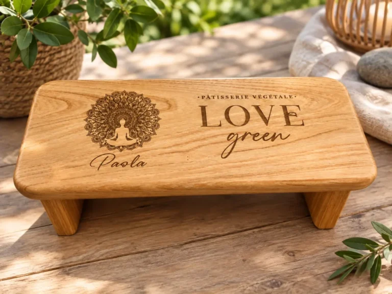 Sève et Copeaux - Banc de méditation - avec gravure laser sur mesure – composition Sève et Copeaux d'après vos envies