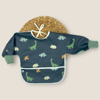Bavoir à manches imperméable dinos par la marque Les Mômes des Dômes Les Mômes des Dômes - Bavoir à manches imperméable dinos