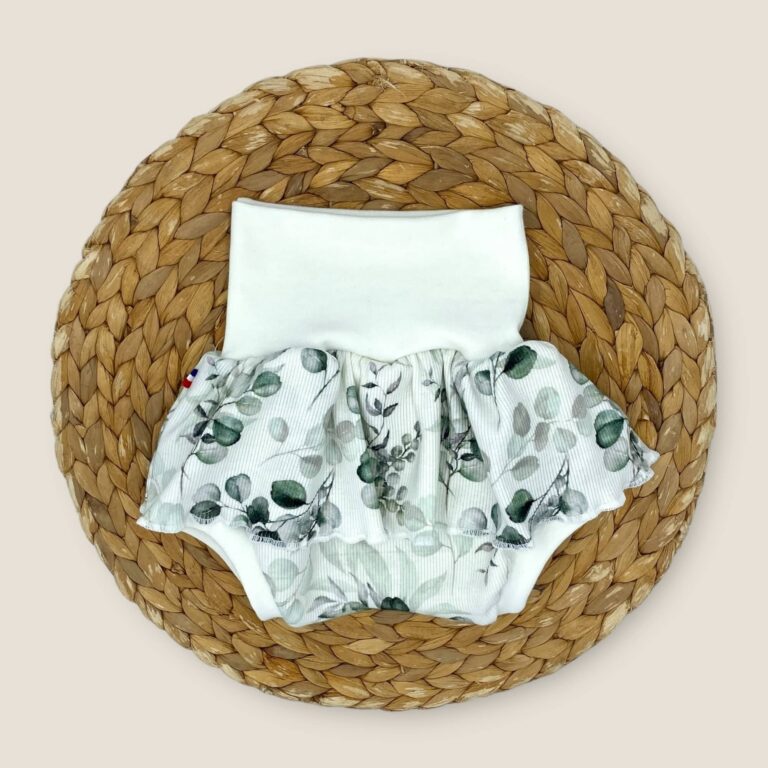 les Mômes des Dômes - Bloomer avec Jupette Évolutif pour Bébé - Valentine – 18 mois - 4 ans / Bloomer + bandeau