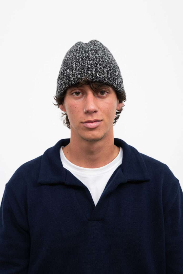 90% Laine 10% Cachemire - Bonnet Cashmond Black&White – Taille Unique
