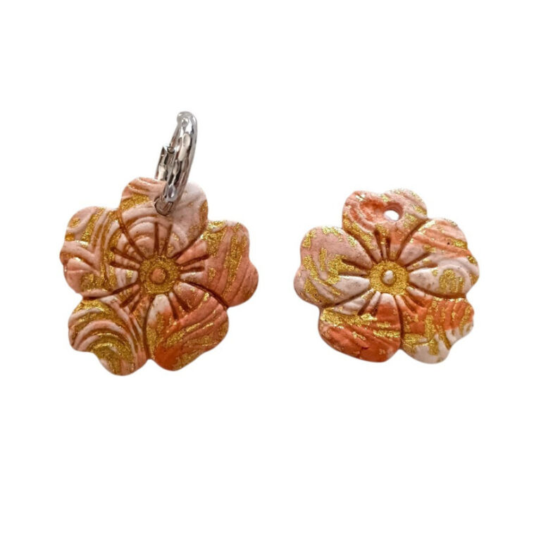 L’Atelier de Patricia - Boucles d'oreilles interchangeable argile – Saumon doré