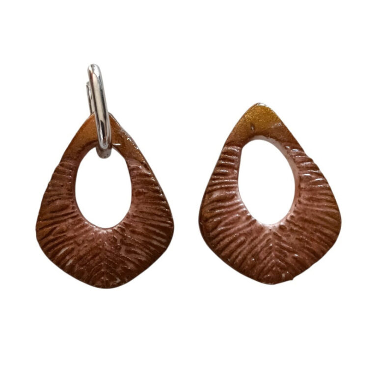 L’Atelier de Patricia - Boucles d'oreilles interchangeable argile – Marron et blanc