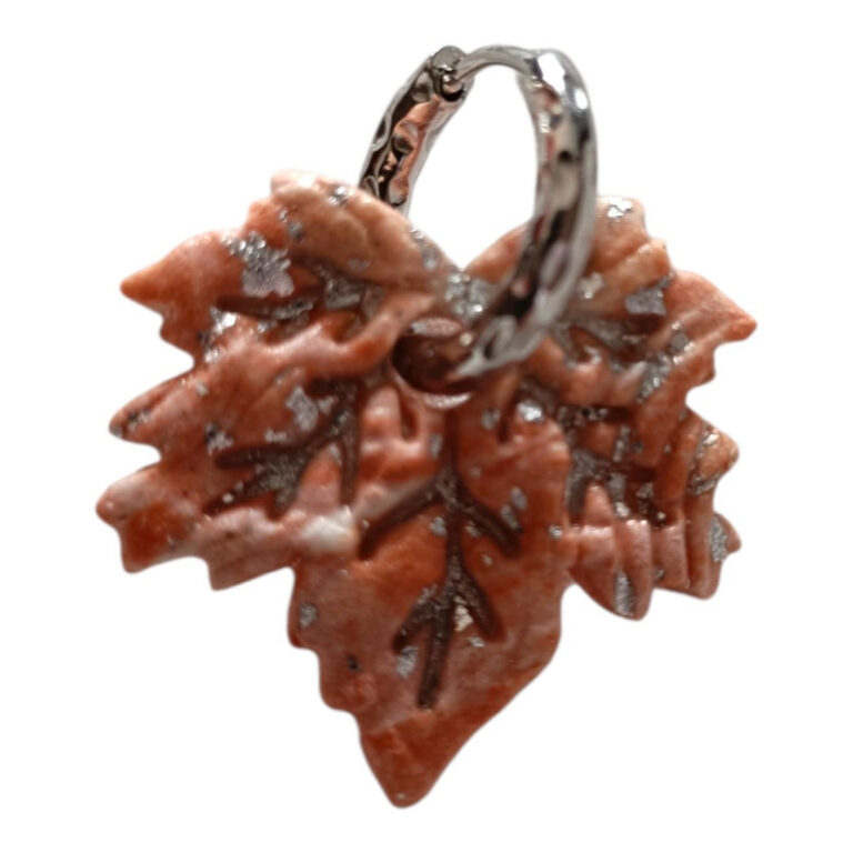 L’Atelier de Patricia - Boucles d'oreilles interchangeable argile feuilles – Marron clair argent