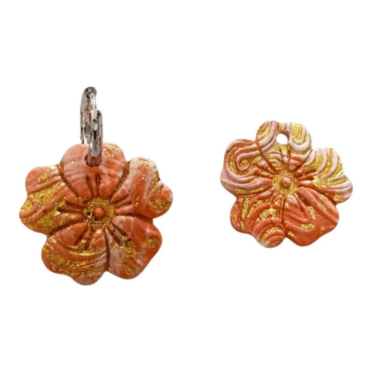 L’Atelier de Patricia - Boucles d'oreilles interchangeable argile – Saumon doré