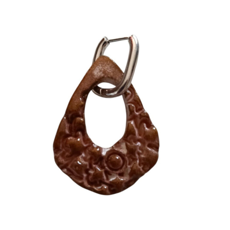 L’Atelier de Patricia - Boucles d'oreilles interchangeable argile – Marron et blanc