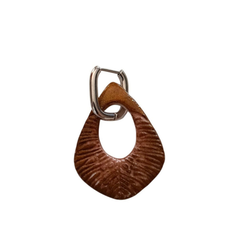 L’Atelier de Patricia - Boucles d'oreilles interchangeable argile – Marron et blanc