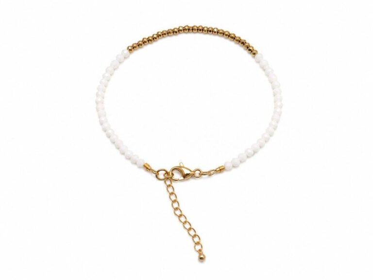 Maison Mallow - Bracelet Ava - nacre blanche et hématite dorée