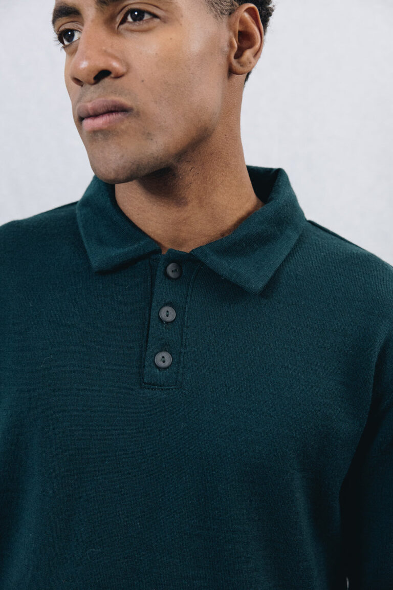 100% Laine Mérinos Extrafine - Polo LAGO Forest – XL